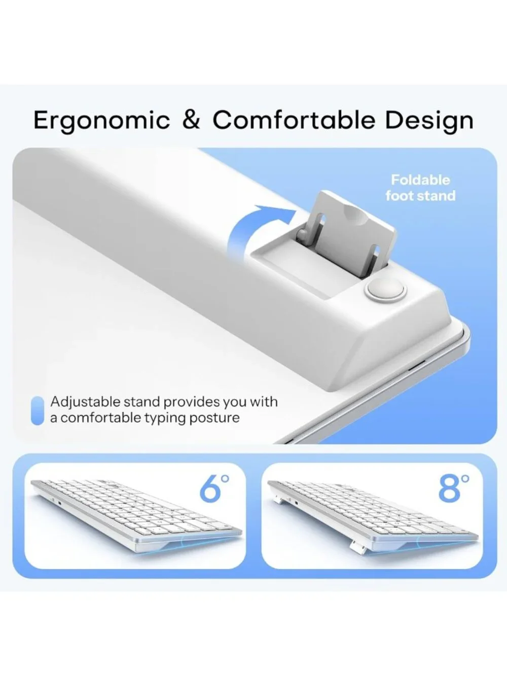 Wireless Bluetooth Keyboard for Mac, USB-C Rechargeable, Slim Design, Portable